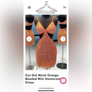 Orange Sequin Cut Out Homecoming Dress